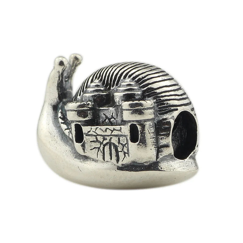 925 Silver Vintage Castle Snail String Beads Fit European Troll Bracelet