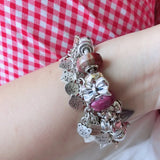 925 Silver Vintage Kindergarten Schoolbag Bear European Troll 3.0mm Bracelet