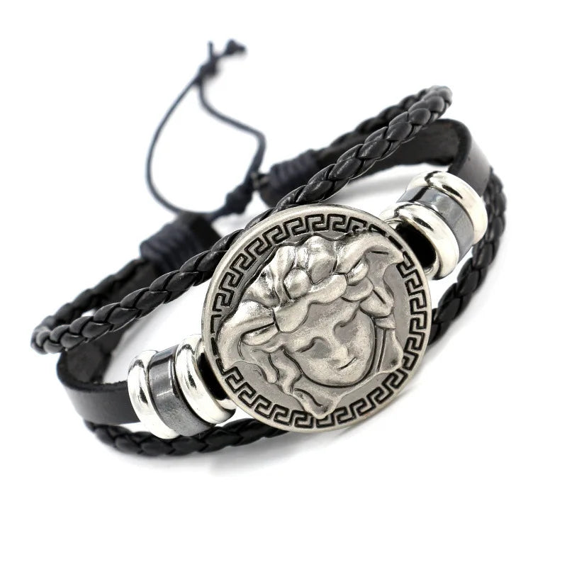 Vintage Multilayer Woven Bracelet Men's Pull Leather Hip Hop Jewelry