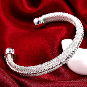 925 Silver Vintage Open Cuff Bracelet Wedding Jewelry