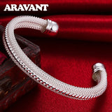 925 Silver Vintage Open Cuff Bracelet Wedding Jewelry
