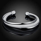 925 Silver Vintage Open Cuff Bracelet&Bangles For Women Jewelry