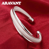 925 Silver Vintage Open Cuff Bracelet&Bangles For Women Jewelry