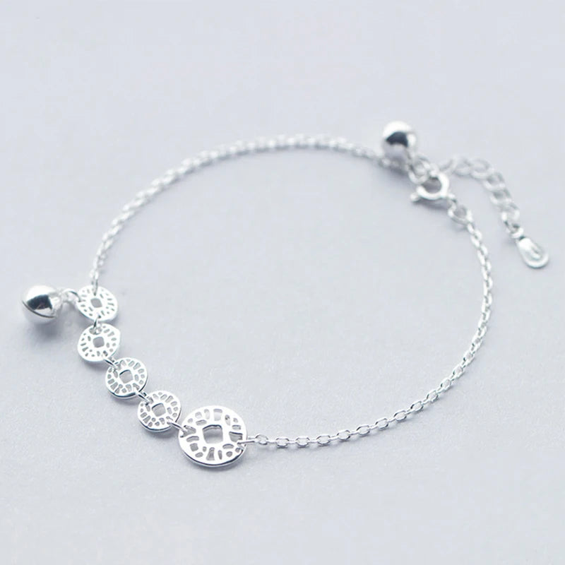 925 Silver Vintage Style Ancient Coin Bracelet Anklet For Women