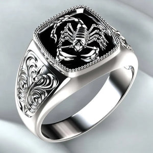 925 Silver Men's Scorpion Memorial Ring Vintage Punk Style Jewelry