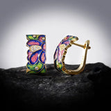 925 Silver Vintage Flower Earring Enamel Daisy Ladies Earrings