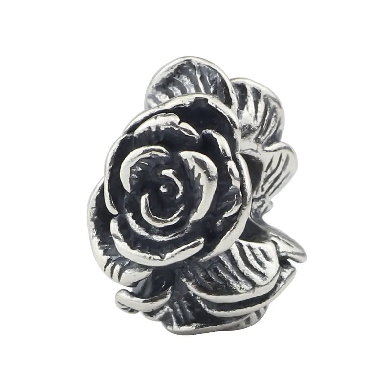 925 Silver Vintage Rose Beads Charms For 3.0mm Bracelet