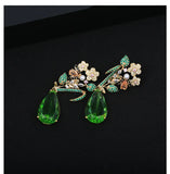 925 Silver Water Drop Leaves Earrings with Zirconia Dangler