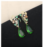 925 Silver Water Drop Leaves Earrings with Zirconia Dangler