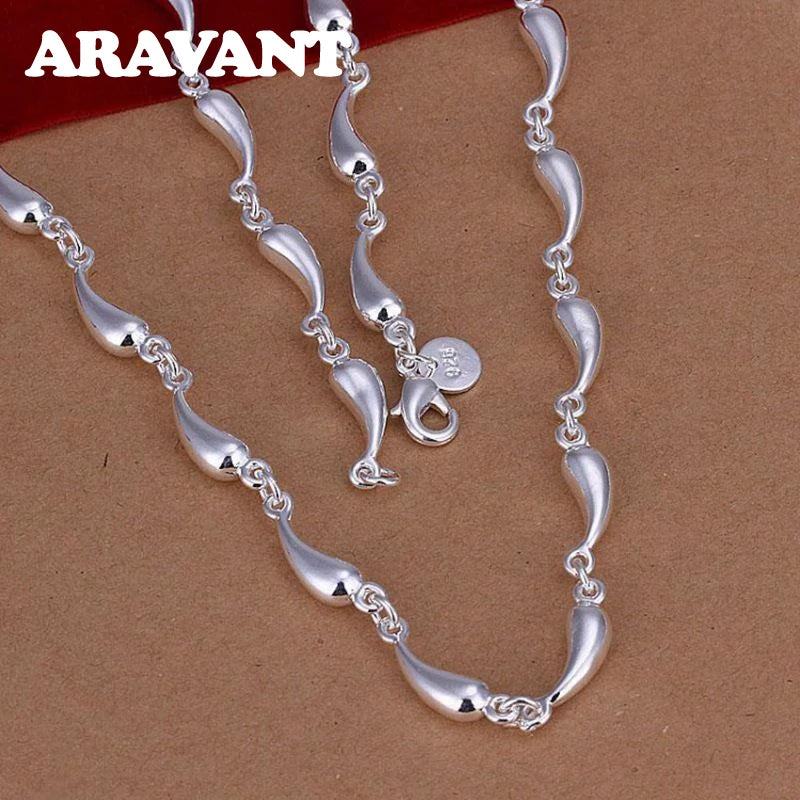 925 Silver Water Drop Necklace For Women Men Jewelry