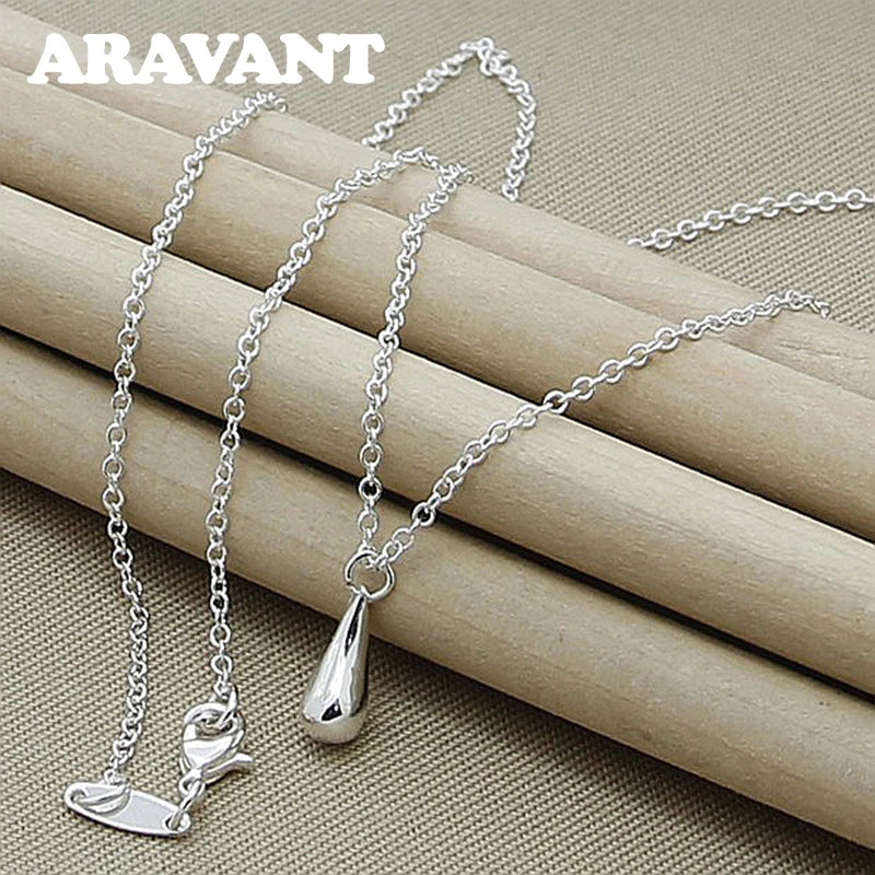 925 Silver Water Drop Necklace Chain for Women