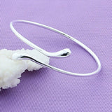 925 Silver Water Drop Cuff Bracelet Bangle Women Wedding Jewelry