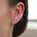 925 Silver Wave Arc Clip Earrings Women