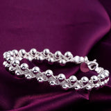 925 Silver Weave Beads Chain Bracelet Wedding Jewelry