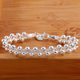 925 Silver Weave Beads Chain Bracelet Wedding Jewelry