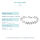 925 Silver Weave Beads Chain Bracelet Wedding Jewelry