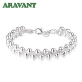 925 Silver Weave Beads Chain Bracelet Wedding Jewelry