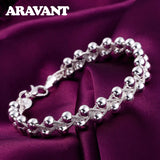 925 Silver Weave Beads Chain Bracelet Wedding Jewelry