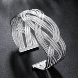 925 Silver Weave Bracelet Bangle Women Jewelry