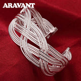 925 Silver Weave Bracelet Bangle Women Jewelry