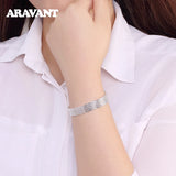 925 Silver Weave Bracelet Women Wedding Jewelry