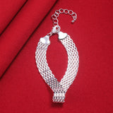 925 Silver Weave Bracelet Women Wedding Jewelry