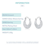 925 Silver Weave Hollow Moon Hoop Earring For Women