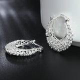 925 Silver Hollow Moon Hoop Earring, Women's Silver Jewelry