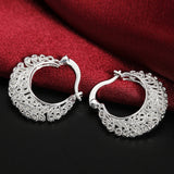 925 Silver Hollow Moon Hoop Earring, Women's Silver Jewelry