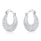 925 Silver Hollow Moon Hoop Earring, Women's Silver Jewelry