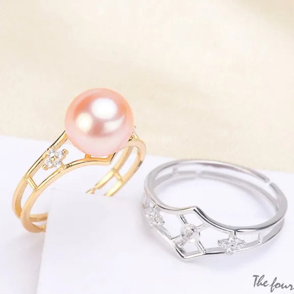 925 Silver Wedding Bridal Party Pearl Ring Finger Ring Settings