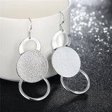 925 Silver Retro Geometric Pendant Necklace Earrings Set