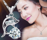 925 Silver Dolphin Pendant Love Necklace For Women