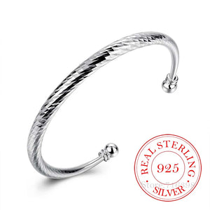 925 Silver Wedding Open Bracelet For Women Men Nick Jewelry