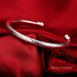925 Silver Wedding Open Bracelet For Women Men Nick Jewelry