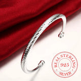 925 Silver Wedding Open Bracelet For Women Men Nick Jewelry