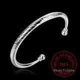 925 Silver Wedding Open Bracelet For Women Men Nick Jewelry