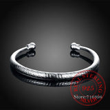 925 Silver Wedding Open Bracelet For Women Men Nick Jewelry