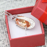 925 Silver Wedding Pendant Necklace for Women with Champagne CZ Crystal