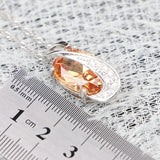 925 Silver Wedding Pendant Necklace for Women with Champagne CZ Crystal