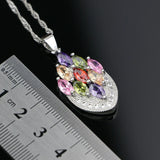 925 Silver Wedding Pendant Necklace Multicolor Cubic Zirconia Bridal