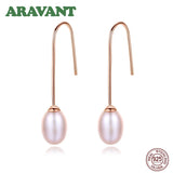 925 Silver Pearl Long Drop Earring Wedding Jewelry
