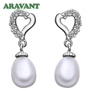 925 Silver Pearl Water Drop Dangle Earring for Women