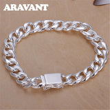 925 Silver Wide 10mm Bracelets Chains Men Women Jewelry