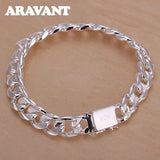 925 Silver Wide 10mm Bracelets Chains Men Women Jewelry