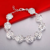 925 Silver Women Flowers Bracelets Wedding Jewelry Accessories