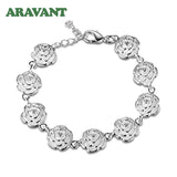 925 Silver Women Flowers Bracelets Wedding Jewelry Accessories
