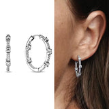 925 Silver Women Hoop Earrings Sparkling Double Heart Shape Star Earring Gift
