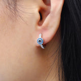 925 Silver Women Hoop Earrings Sparkling Double Heart Shape Star Earring Gift