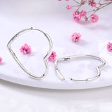925 Silver Women Charm Hoop Earrings Pave Heart Square Sparkling Earring